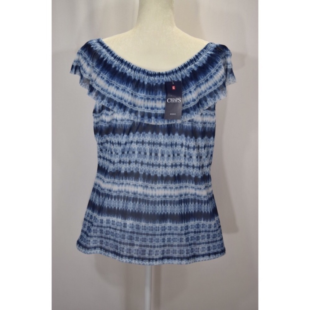 NWT Chaps Off Shoulder Ruffle Tank Top - Picture 5 of 8